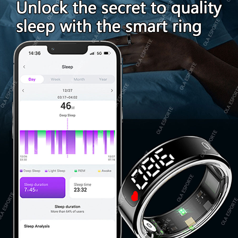 خاتم ذكي مع علبة شحن، يقيس معد - مراجعة Blood Oxygen Monitor وسعره